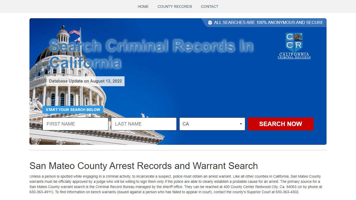 San Mateo County Arrest Records and Warrant Search